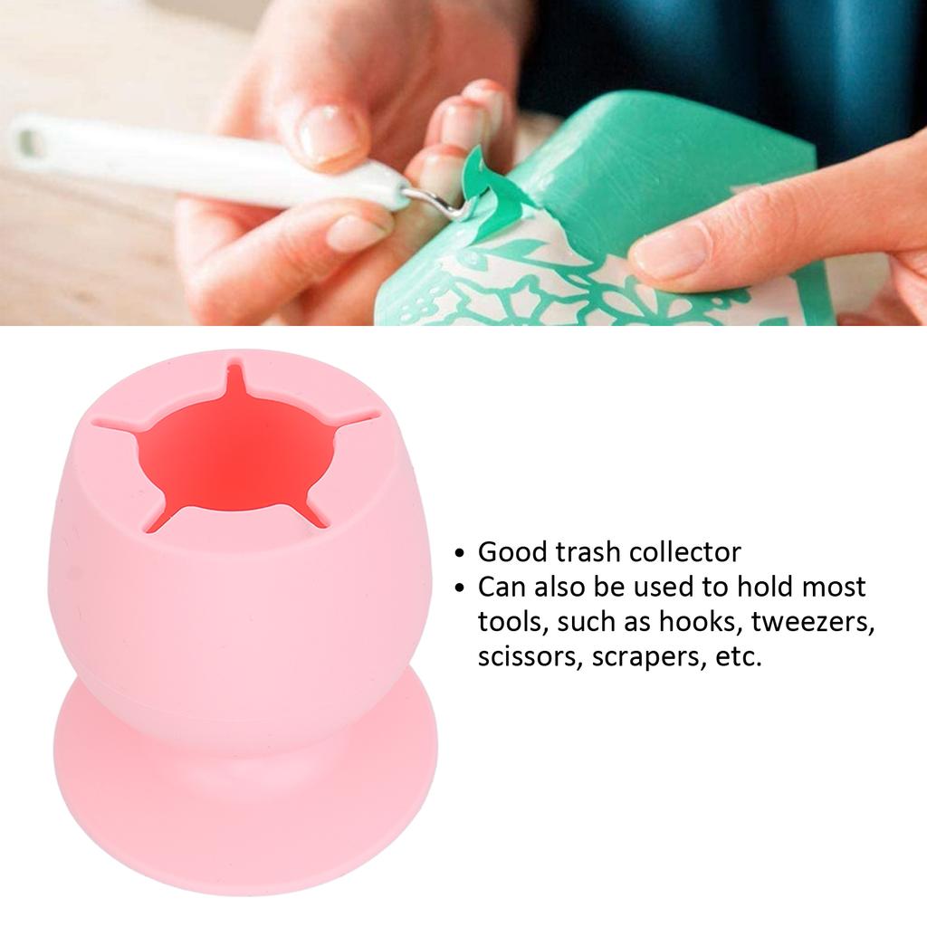 Desktop Storage Cup Soft Silicone Sucker Type Paper Trash Debris Collector Can for Handicrafts Waste
