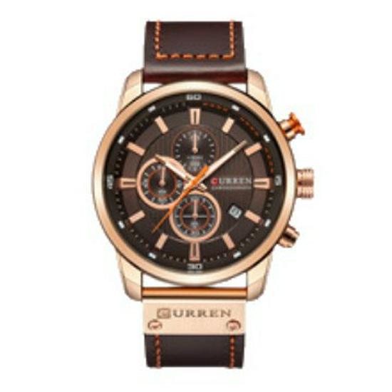 Curren 8291 Men's Multifunctional Leather Strap Watch with Six-Hand Calendar and Large Dial