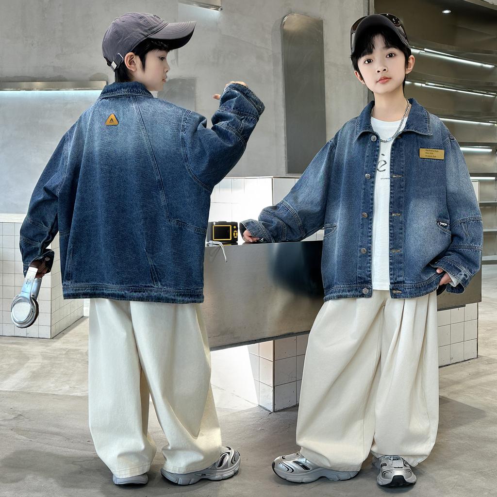 Boys' Spring Wear 2026 New Spring Mid to Large Children's Wear Spring and Autumn Style Boys' Cowboy Rascal Handsome Fashion Trend