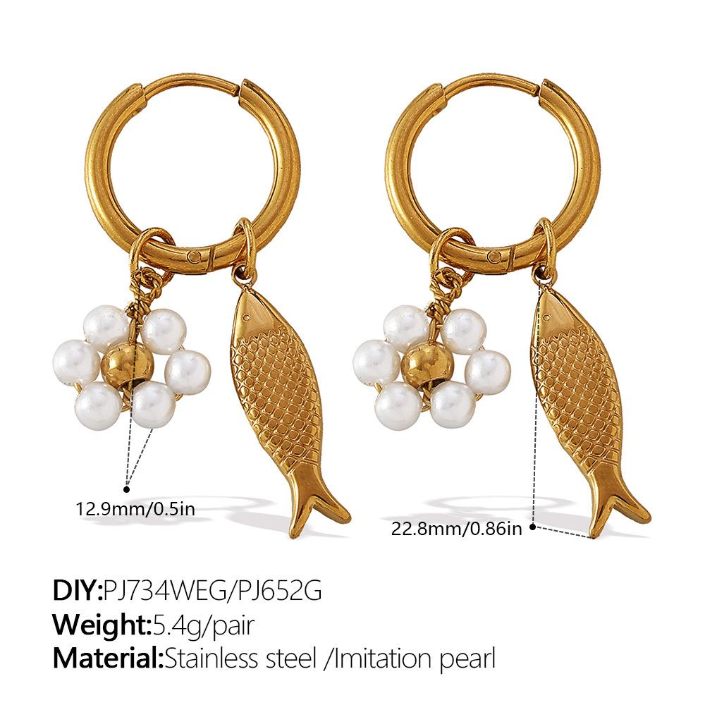 Fashion Multi-Element Diy Earrings Stainless Steel Gold-Plated Light Luxury High-End Earrings Jewelry Women