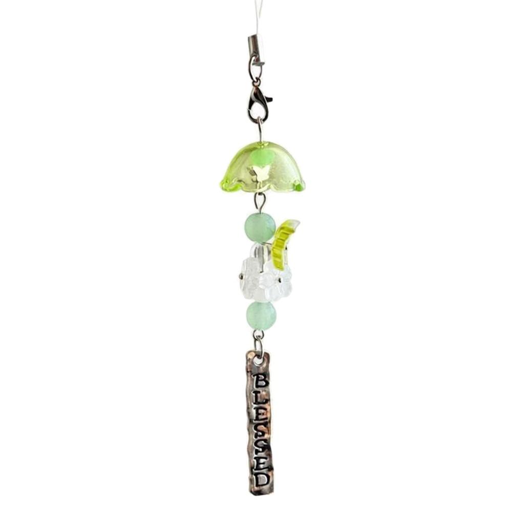 Transparent Car Ornament Flower Design Car Hanging Ornament Chic Windbell Keychain Wrist Strap