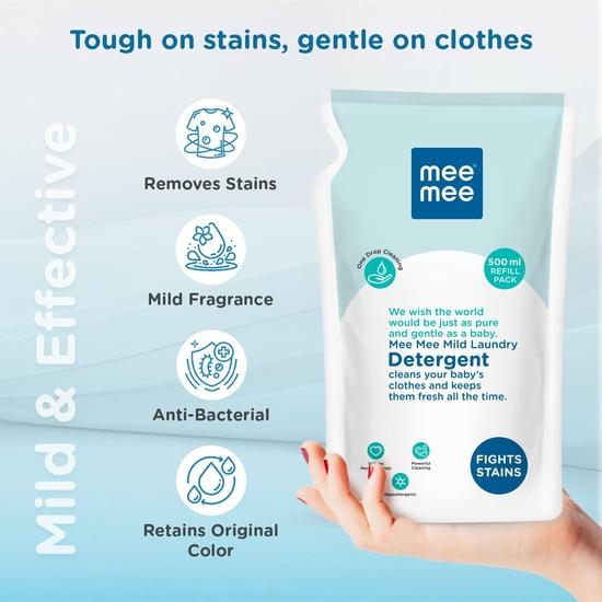 Mee Mee Baby Liquid Detergent 500 Ml | Ph Balanced, Free from Harsh Chemicals, Safe for Mother's Hands | Odor with One Drop, Hypoallergenic