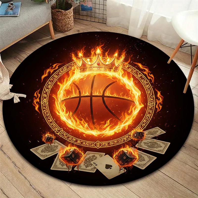 Burning Ball Round Area Rug,Carpet Rug for Living Room Bedroom Sofa Playroom Decor,Non Slip Floor Mat