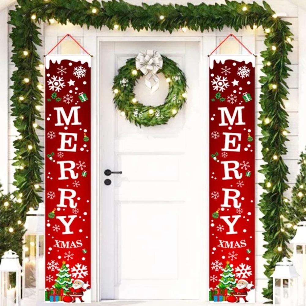 Christmas Door Hanging Banner Santa Claus Snowman Walnut Guards Merry Christmas Door Ornament Decoration New Year