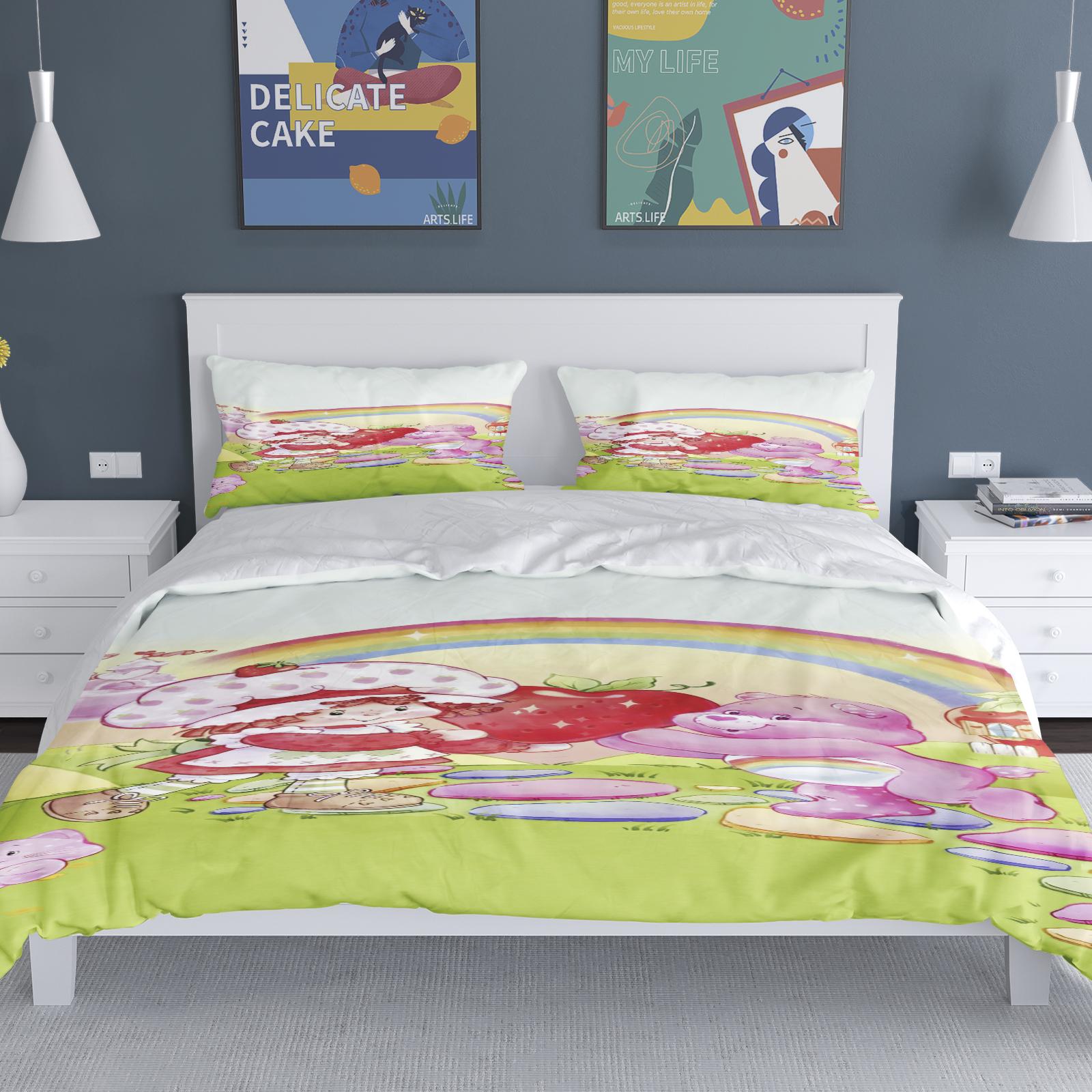

Comforter Cartoon Girls Anime Care Bears Kawaii Kids Bedding Set Decor Full Queen Size Comforter (quilt)-EU Single(135*200cm)3pcs