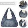 Women Denim Shoulder Bag with Zipper Handbag With Pocket Underarm Purse Clutch Bag for Work Travel Shopping