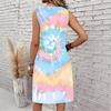 Plus Size V Neck Sleeveless Dress Sun Dappled Stream Forest Print For Afternoon Garden Leisure