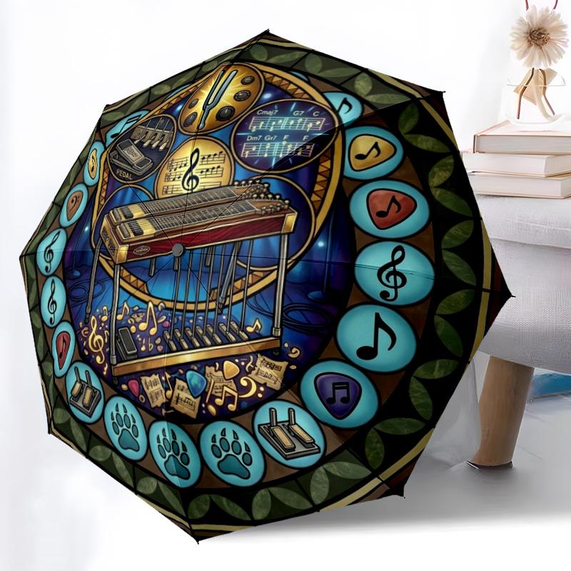 Harmonious Musical Harmony pattern umbrella, portable and foldable design, 8 ribs, a casual accessory for Halloween, Christmas, and birthday gifts.