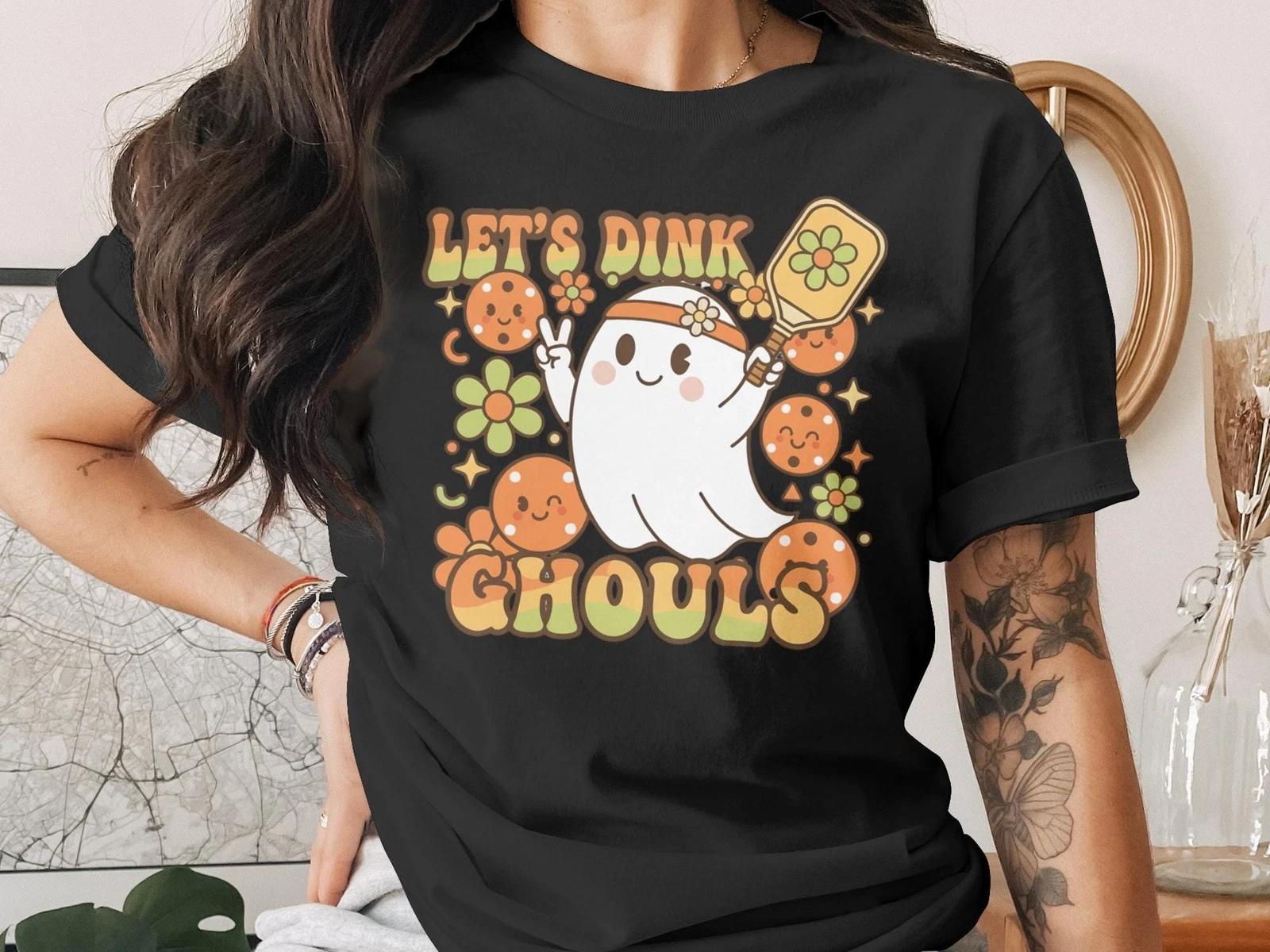 Pickleball T-Shirt Comfort Colors Lets Dink Ghouls Ghost Halloween Tee 4XL