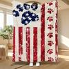 Patriotic Paw Print Design, Pet Lover Gift, Soft Fleece Blanket, American Flag with Red Paws, Cozy Home Decor, Multi-Purpose Comfort