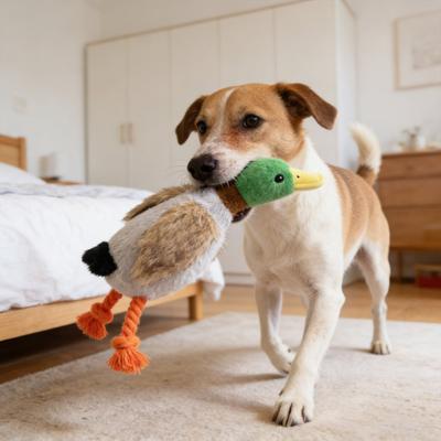 Plush Duck Dog Toy for Aggressive Chewers Squeaky Dog Chew Toy Indestructible Stuffed Duck Toy for Dogs Boredom Relief Teething