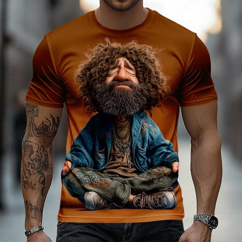 3D Printed Cartoon Character Graphic T-Shirt For Men Funny Old Man Pattern Tees Summer Street Casual Short Sleeve Round Neck Top