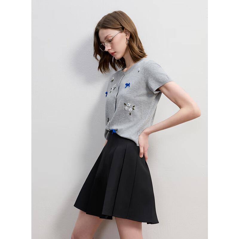 SanCai 2025 Autumn Crochet Knit Short Sleeve Cardigan