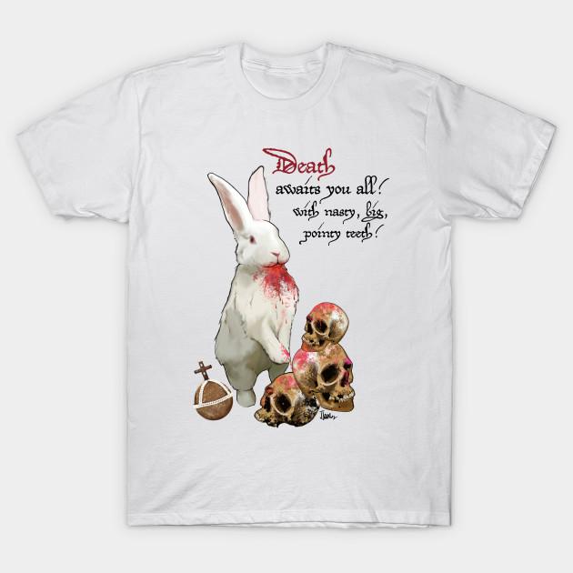 

Men Black Print T-shirt Killer Rabbit Of Caerbannog No-Cut Transfer Paper Print Cotton Tshirt S білий