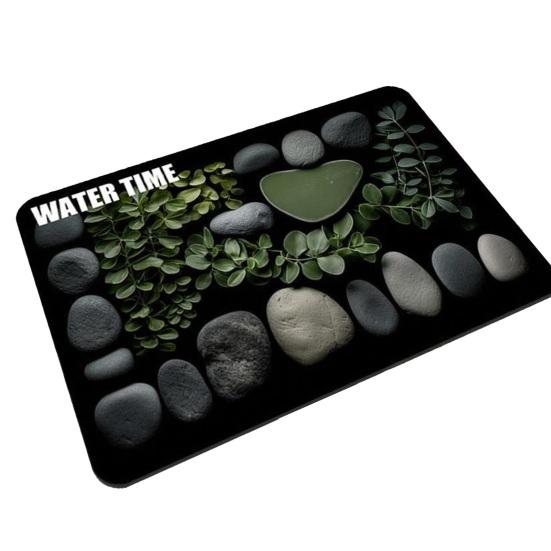 Yousheng 3D Optical Illusion Bathroom Rug Non-Slip Pebble Stone Pattern Bath Mat Quick Dry Absorbent Floor Mat for Bathroom Tub Shower Sink