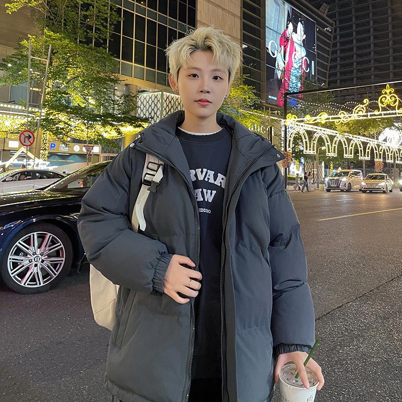 Loose solid color cotton-padded jacket women's autumn and winter Korean version trend loose and thickened men's casual couple cotton clothes