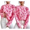 Women S Fashion Round Neck Long Sleeve Pullover Sweater Leopard Print