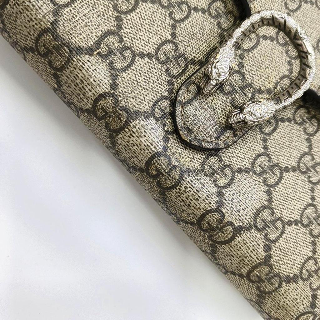 [Pre-Owned] Dionysus Tiger Head Buckle Logo Beige Lining GG High-Quality Synthetic Canvas WOC Wallet Crossbody Shoulder Bag - Good #YMGMD6