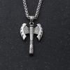 Viking Nordic Double Edged Battle Axe Pendant Necklace Stainless Steel Norse Warrior Talisman Protection Jewelry for Men