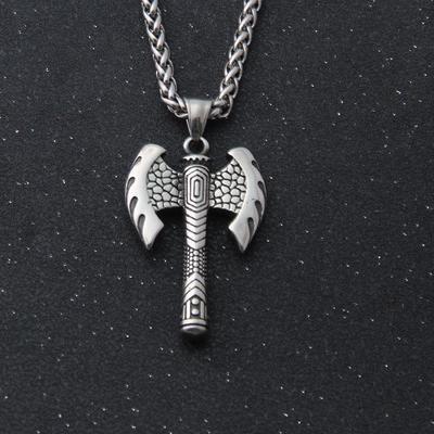 Viking Noorse Dubbelzijdige Strijdbijl Hanger Ketting Roestvrij Staal Noorse Krijger Talisman Bescherming Sieraden voor Mannen