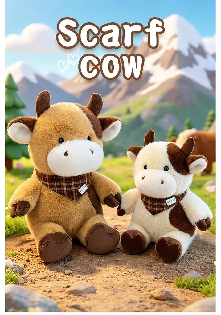 Cross-Border Plush Toys: Children's Gifts, Couple Dolls, Calf Ornaments, Event Gifts, Scarf Cow Doll