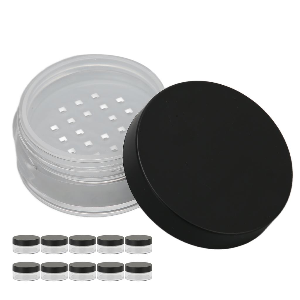 10PCS Loose Powder Jars Plastic Cosmetic Sample Containers Empty Box Circular Portable