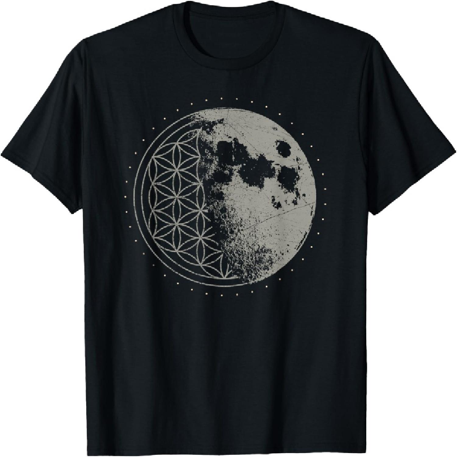 Sacred Geometry Moon Flower of Life Psychedelic Goa LSD DMT T-Shirt XXXXXL разноцветный