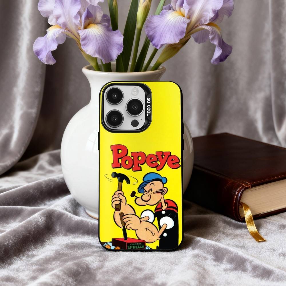 C-Cartoon C-Character P-Popeye-E  Phone Case For iPhone17,16,15,14,13,12,11 Plus,Pro Max Candy Silver Plated Inside Cover