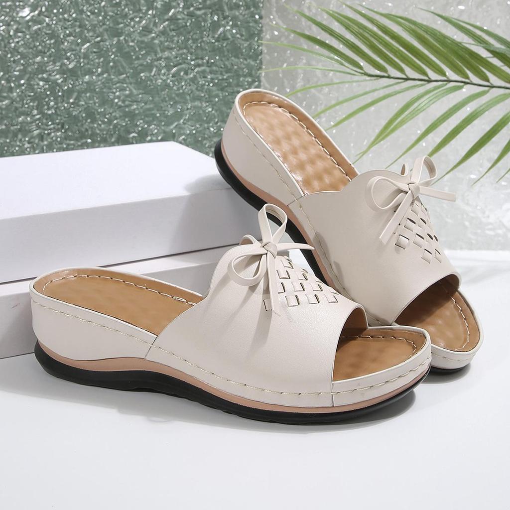 Fish Mouth Open Toe Flip-flops Women's Non-slip Wedge Comfortable Plus Size Slippers