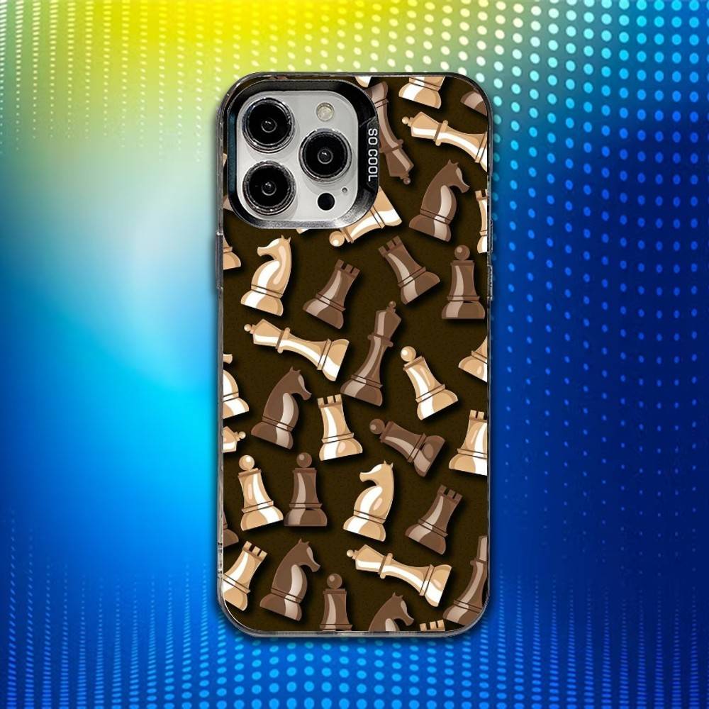 Chess B-Board Phone Case For iPhone 16,15,14,13,12,11,Mini,Pro,SE,MAX White Matte Shockproof Cover