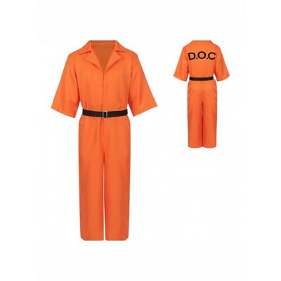 Halloween Luigi Costume Prison Uniform Cosplay Onesie Orange Prison Uniform