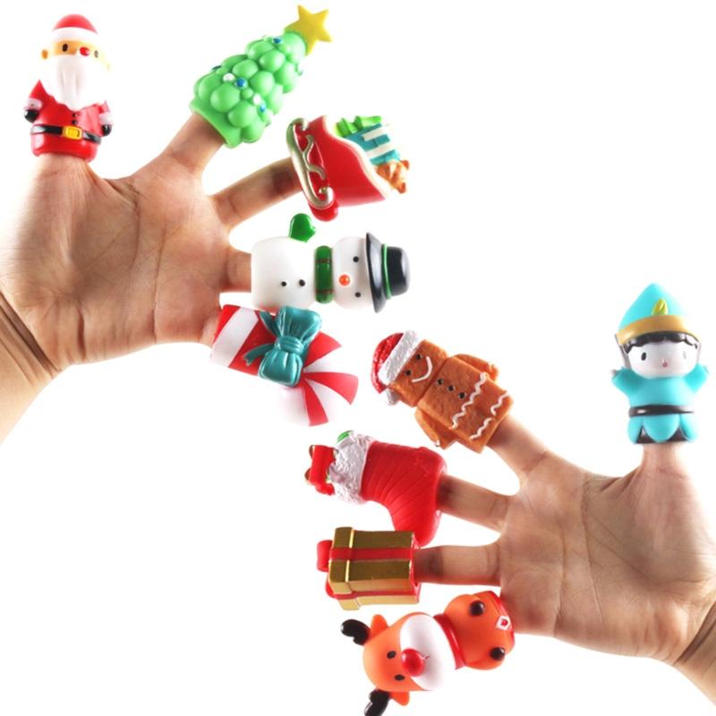 Festival Finger Puppets Toys Small Christmas Finger Hood Kids Toys Novelty Vinyl Festival Gifts