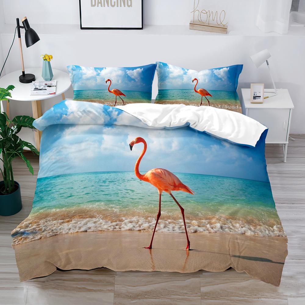 Bird Game Digital Printing Quilt Cover Three-Piece Set