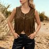 Women's Fashion Color Round Neck Sleeveless Button Vest for Everyday Casual Wear