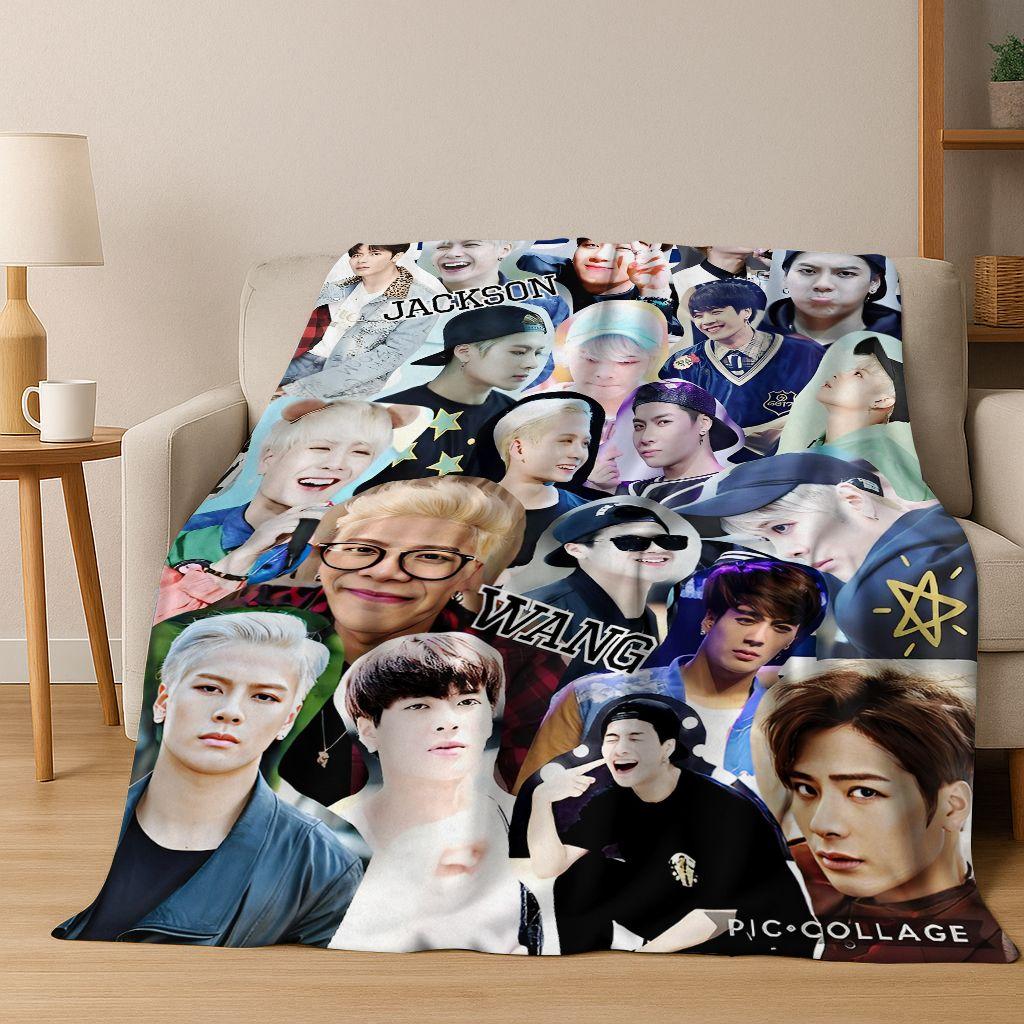 3D Jackson Wang Art Singer Star Flannel Blanket,Cozy Soft Throw Blanket for Home Bedroom Bed Sofa Picnic Office Cover Kids Gift