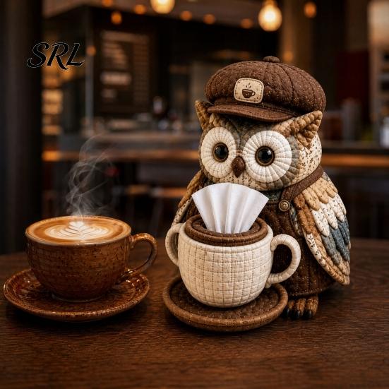 Patchwork Craft Kit DIY Tissue Box Cover Kit, Owl Shape, Soft Textures Woodland Animal Decor Sewing Handmade for Handicraft Enthusiast Beginners