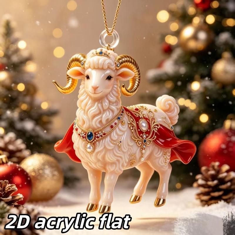 1Pcs Sheep Shaped Flat Acrylic Car Rearview Mirror Hanger Aesthetic Pendant for Auto Interior Home Shelf Decor