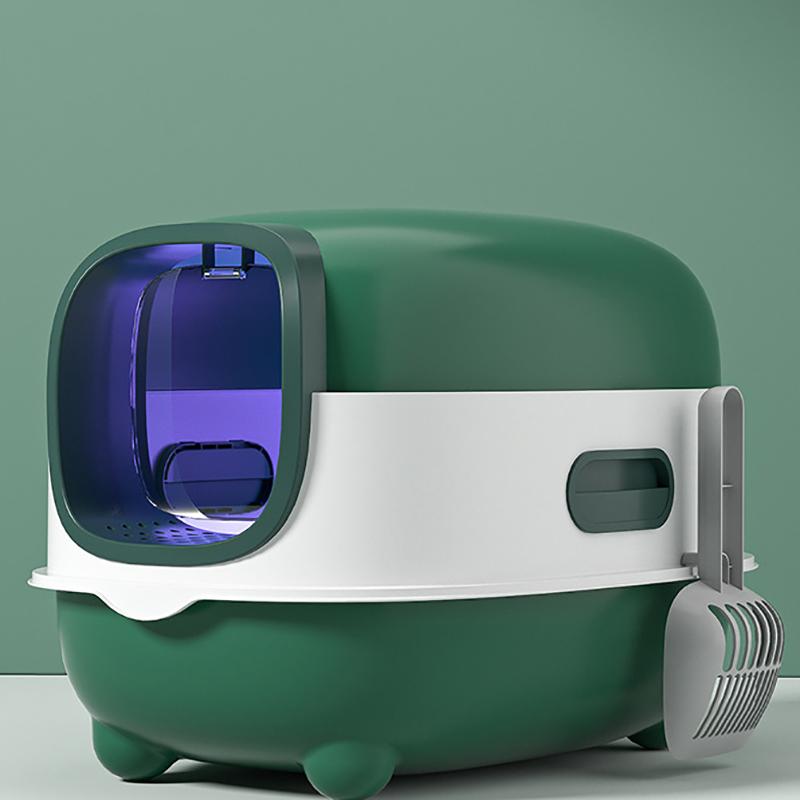 Geschlossene Katzentoilette, spritzwassergeschützt, geruchsisolierend, doppelt verwendbar, faltbares Design, bietet Platz für Katzen mit einem Gewicht von weniger als T