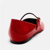 Fashion Woman Red Mary Jane Shoes 2024 Summer Chic Faux Patent Leather Flats Womens Fashion Round Toe Buckle Strap Single Shoes