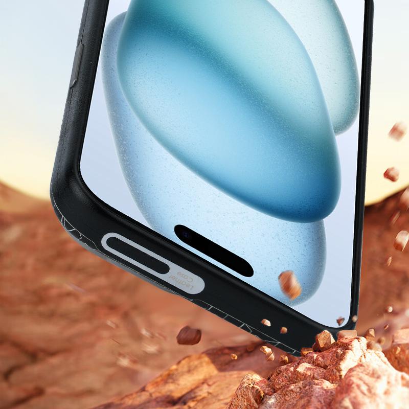 For iPhone 16 Pro Case Compatible with MagSafe Anti-Drop PU+TPU Phone Cover Geometric Pattern