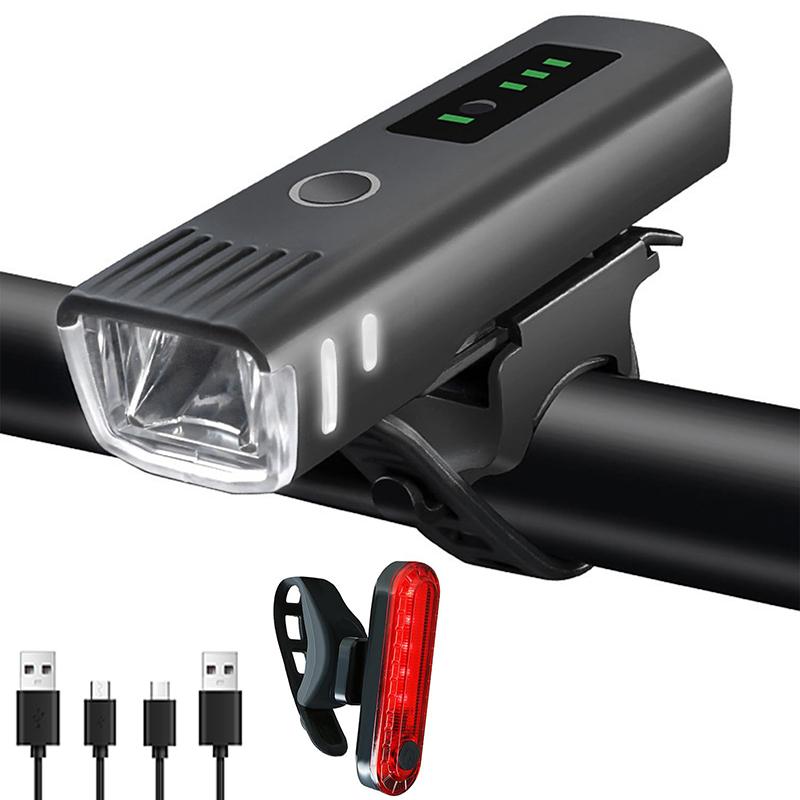 Set Lumini Bicicletă, LED Puternic Reîncărcabil USB, Lumină Ciclism Șosea și Munte, Călătorie Nocturnă, Impermeabil