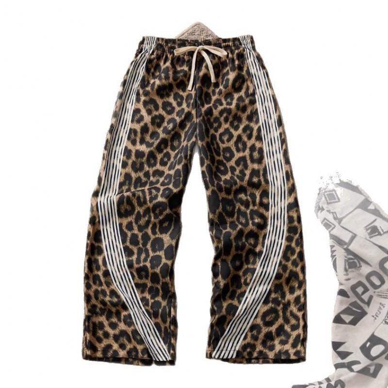 Pantalon de survêtement à rayures rétro avec badge imprimé lettre pour homme - Coupe ample droite - Streetwear - Pantalon décontracté