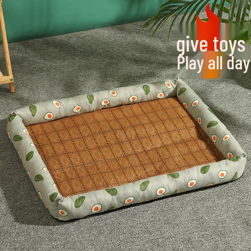 

All-Season Pet Nest: Cool, Washable, Scratch & Wear-Resistant Cushion for Cats & Small-Medium Dogs Grey Cooling Pad + Toy