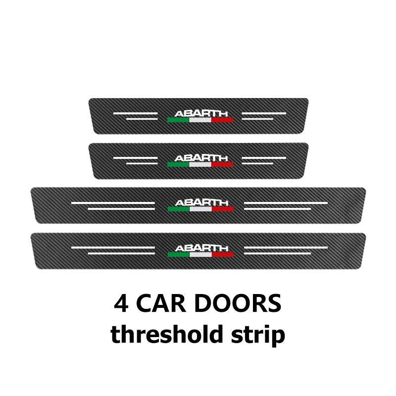 For Abarth Car Door Sill Scuff Plate Decor Carbon Fiber Stickers FIAT 500 Doblo Tipo FR Panda Argo Freemont Bravo Punto