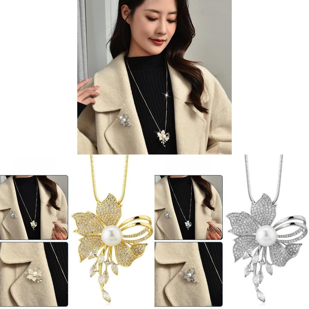 Womens Autumn Winter Long Chain With Flower Pendant And Pendent For Gift