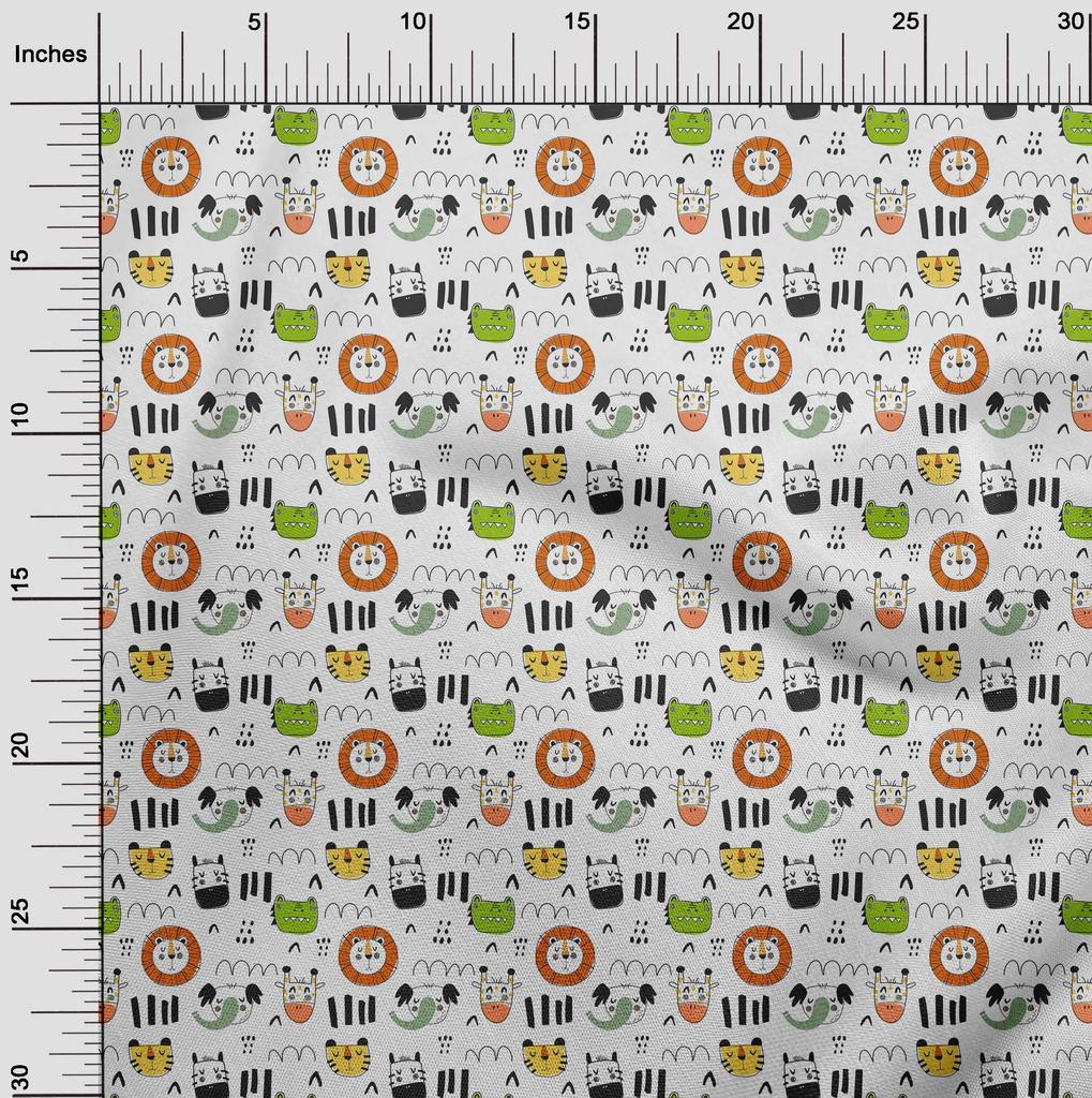 oneOone Cotton Flex Brown Fabric Kids Animal Quilting Supplies Print Sewing Fabric by The Yard 40 Inch