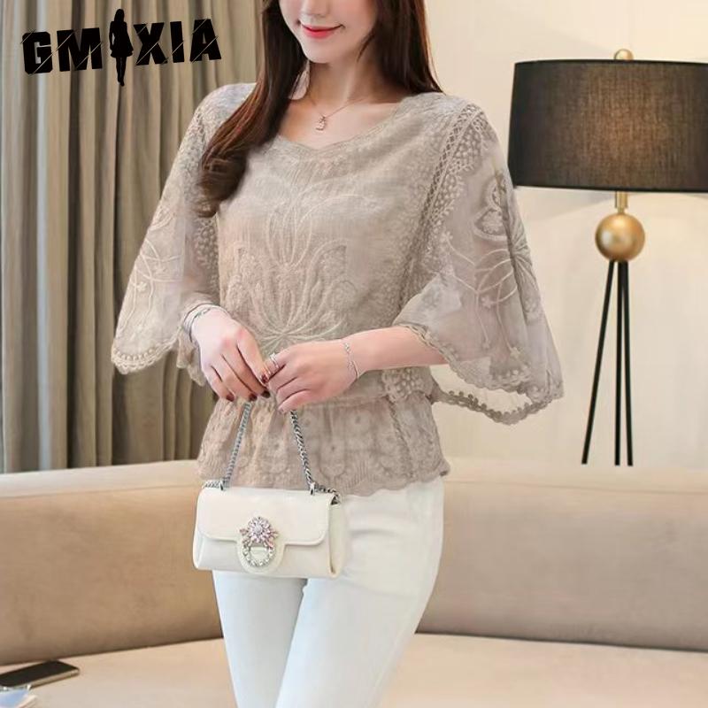 GMXIA Moda Donna Casual Tinta Unita Stampa Scollo a V Bluse e Camicie