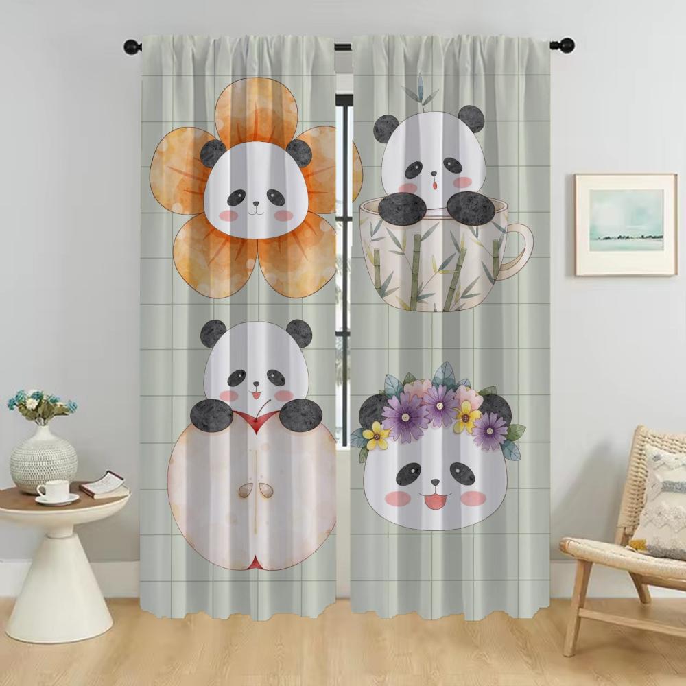 Cute Panda Curtains Child Room Halloween Decoration Living Room Curtain Home Interior Curtains for Camera Shades Partition Panel