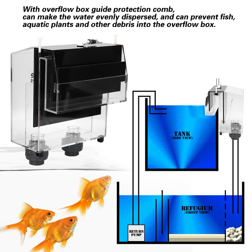 Quality Acrylic Self Start Siphon Hang On Overflow Box for Fish Tank Aquarium