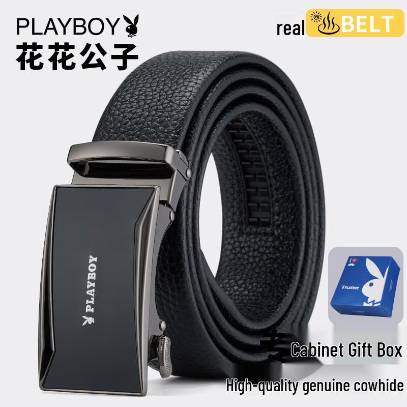 PLAYBOY Men s Genuine Leather Automatic Buckle Belt 120cm